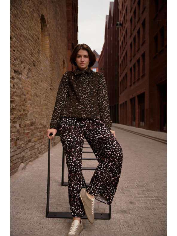 Moodo Dámske leopardie nohavice Moodo – hnedé