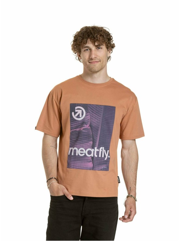 Meatfly Meatfly unisex tričko Junglist Pink Leaf | Oranžová