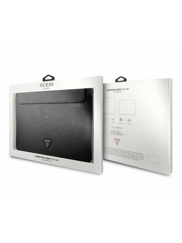 Guess Guess Saffiano Triangle Metal Logo Obal na počítač 13/14" Čierny