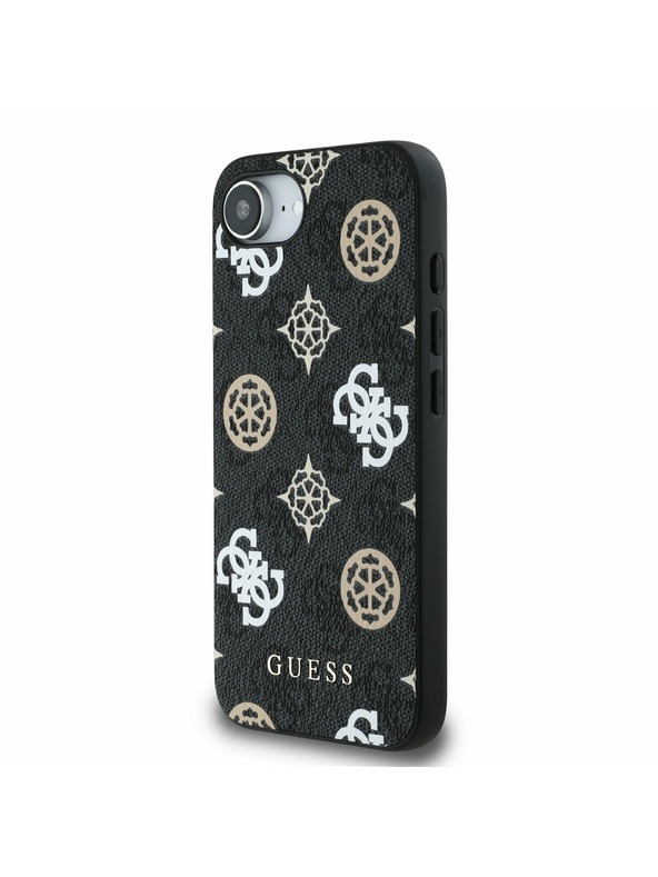 Guess Guess PU 4G Peony MagSafe Zadný Kryt pre iPhone 16e Black