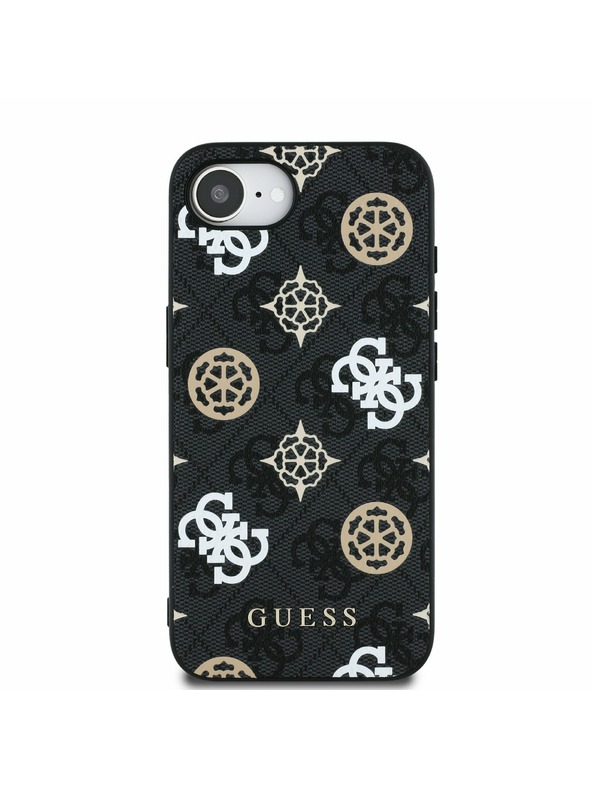Guess Guess PU 4G Peony MagSafe Zadný Kryt pre iPhone 16e Black