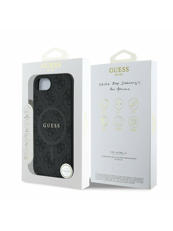 Guess Guess PU Leather 4G Colored Ring MagSafe Zadný Kryt pre iPhone 16e Black