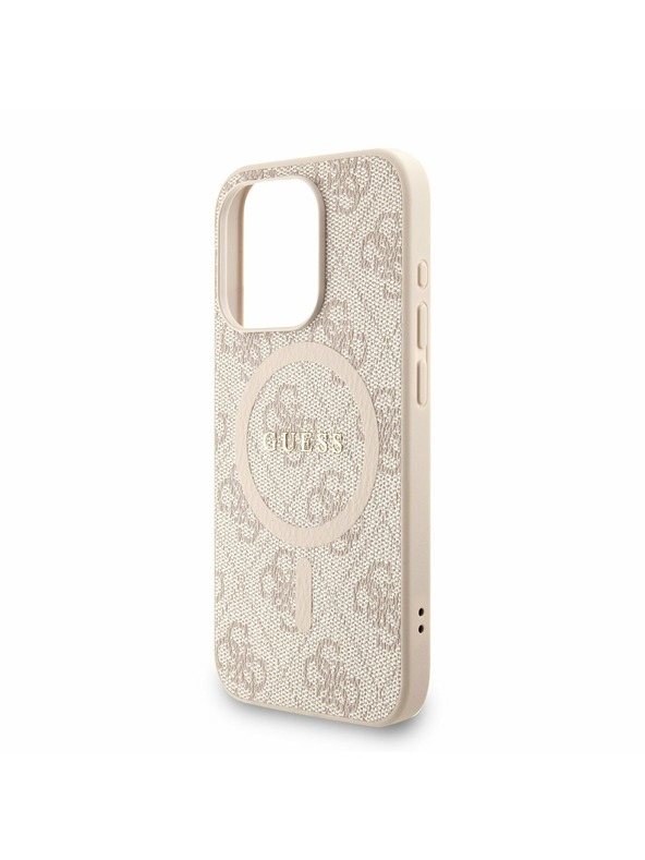 Guess Guess PU Koža 4G Farebný prsteň Popruh MagSafe Zadný kryt pre iPhone 15 Pro Pink