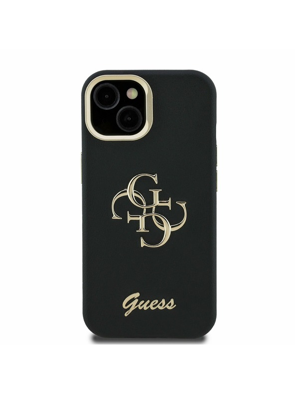 Guess Guess PU Grained 4G Logo Stand Camera Frame Zadný Kryt pre iPhone 14 Black