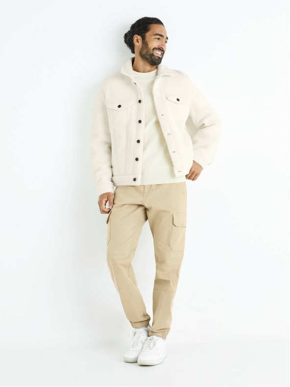 Celio Béžové pánske nohavice s vreckami Celio Solyte