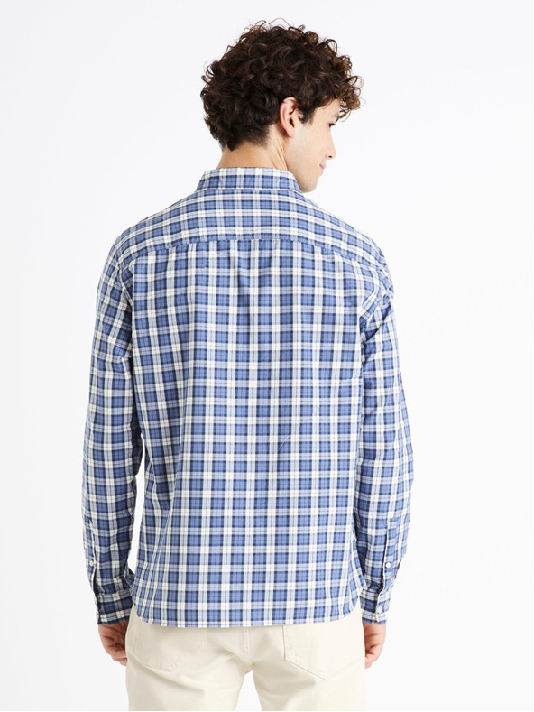 Celio Bielo-modrá pánska kockovaná košeľa Celio Dawayne