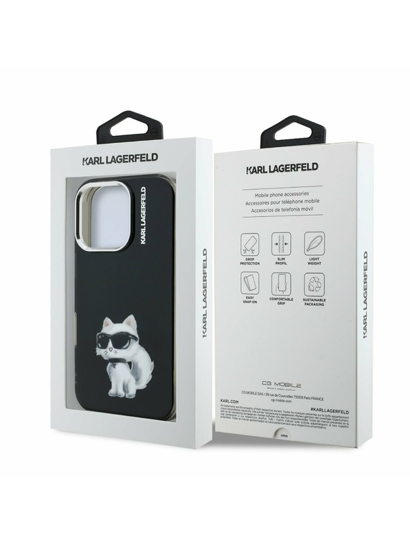 Karl Lagerfeld Karl Lagerfeld IML Aquarelle Choupette Zadný Kryt pre iPhone 16 Pro Black