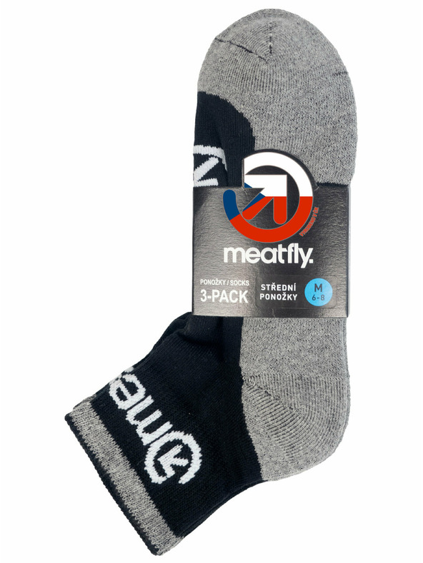 Meatfly Meatfly ponožky Middle Triple pack Grey | Čierna | Veľkosť