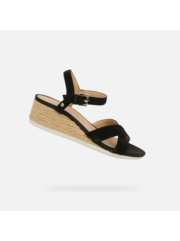 Geox Čierna dámska obuv na platforme Geox Ischia Corda