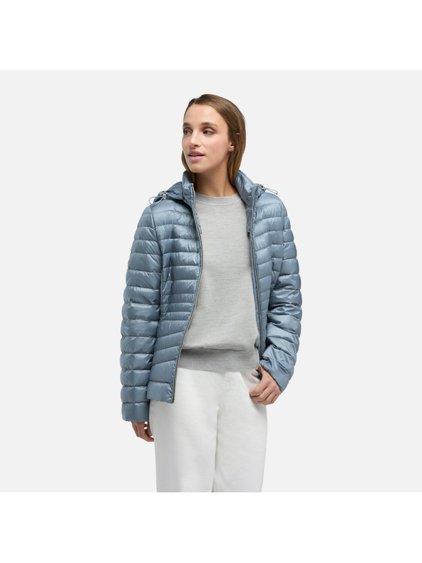 Geox Svetlomodré dámske páperové bundy Geox Jaysen