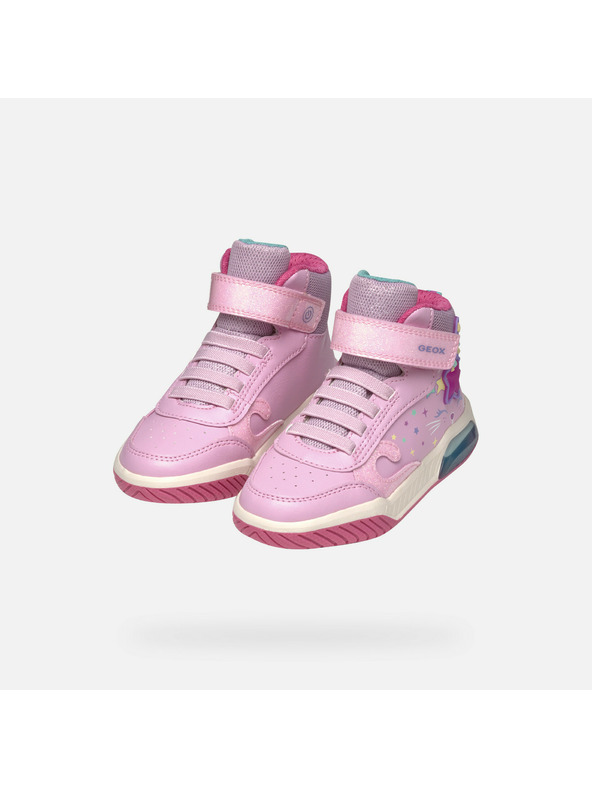 Geox Ružová dievčenská svietiaca členková obuv Geox Inek Girl