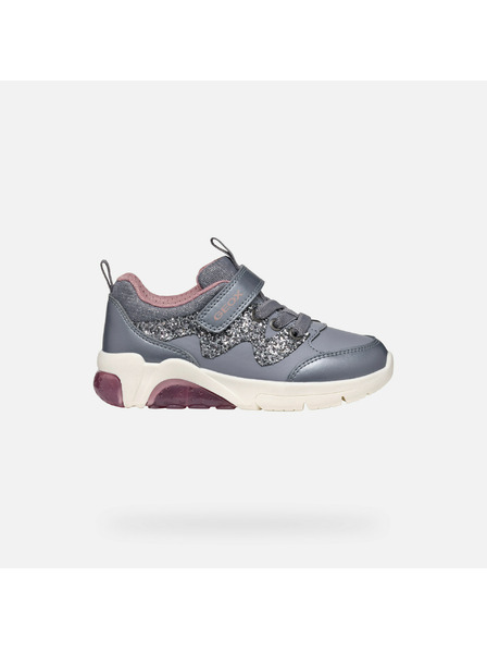 Geox Šedá dievčenská svietiaca členkové topánky Geox Fadinlight Girl