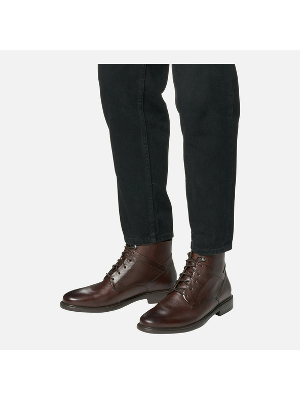 Geox Tmavo hnedá pánska členkové topánky Geox Terence