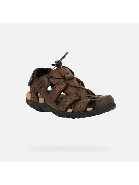 Geox Tmavohnedé pánske sandále Geox Omo Sandal Strada