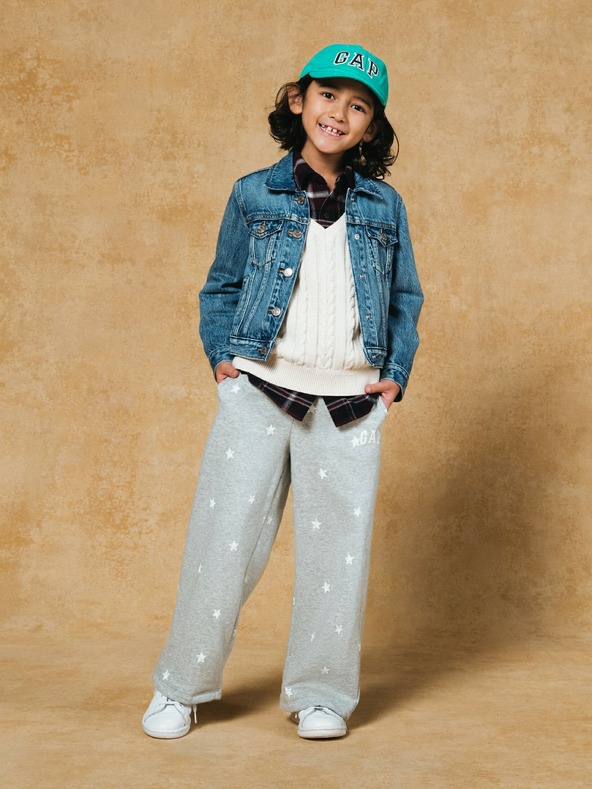 GAP Detské tepláky fleece logo army GAP