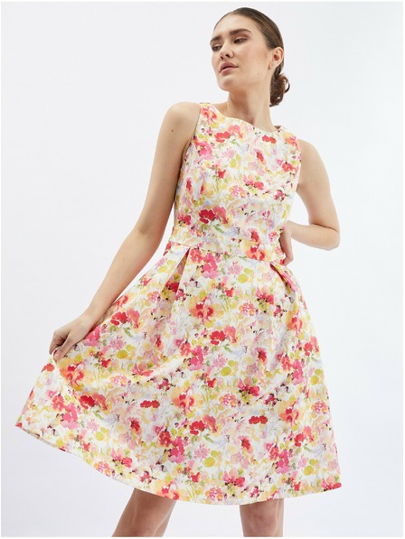 Orsay Červené a krémové dámske kvetinové šaty ORSAY