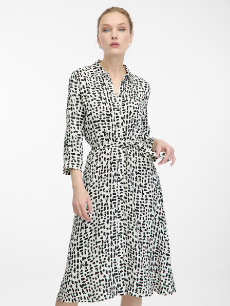 Orsay Krémové dámske košeľové šaty po kolená ORSAY