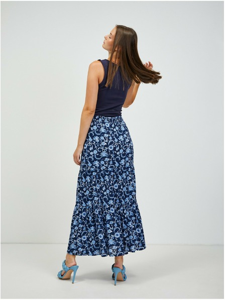 Orsay Tmavo modrá kvetovaná maxi sukňa ORSAY