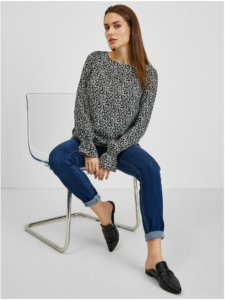 Orsay Bielo-čierna dámska vzorovaná blúzka ORSAY