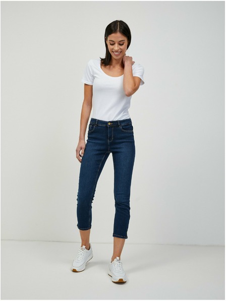 Orsay Tmavomodré skrátené slim fit džínsy ORSAY