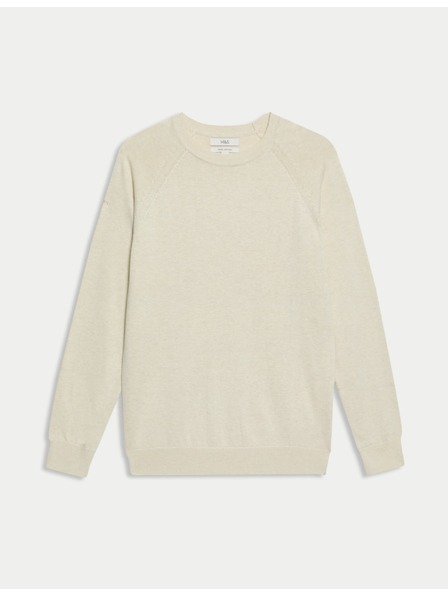 Marks & Spencer Sveter s výstrihom z čistej bavlny Marks & Spencer off-white