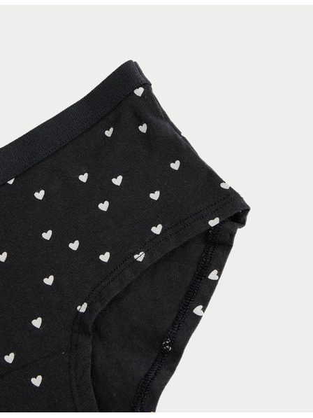 Marks & Spencer Šortky s vysokým podielom bavlny a potlačou s motívom srdca, 7 ks (5-16 rokov) Marks & Spencer čierna