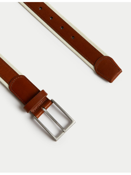 Marks & Spencer Plátený a kožený opasok Marks & Spencer hnedá