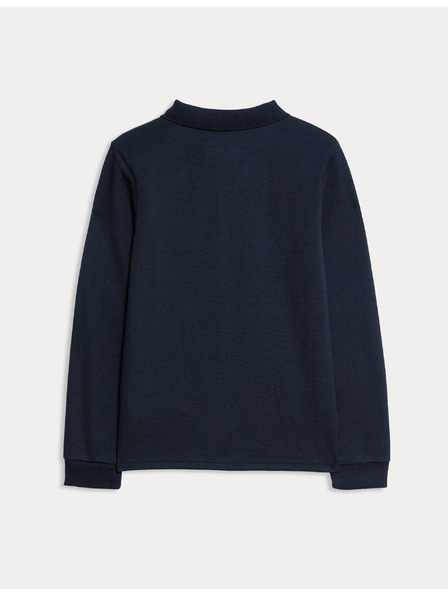 Marks & Spencer Piké polokošeľa s polovičným zipsom, zo zmesi bavlny (6–16 rokov) Marks & Spencer námorná modrá