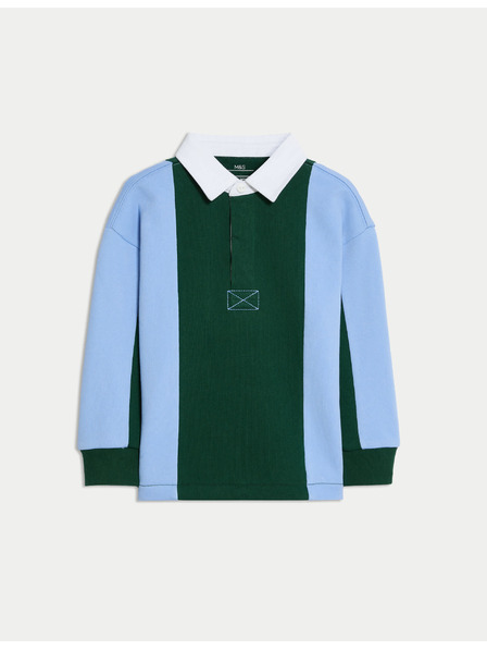 Marks & Spencer Pruhovaná športová košeľa s vysokým obsahom bavlny (2–8 rokov) Marks & Spencer zelená