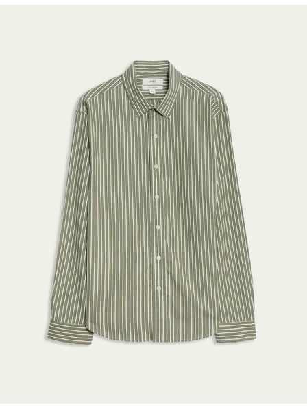 Marks & Spencer Prúžkovaná košeľa z čistej bavlny Marks & Spencer zelená