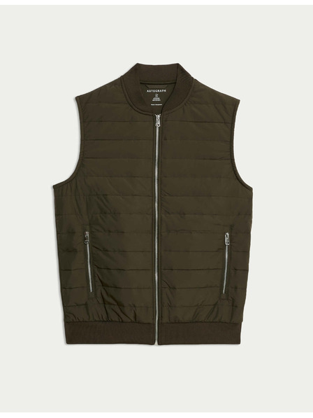 Marks & Spencer Prešívaná vesta so zapínaním na zips s technológiou Stormwear™ a s vysokým podielom bavlny Marks & Spencer zelená