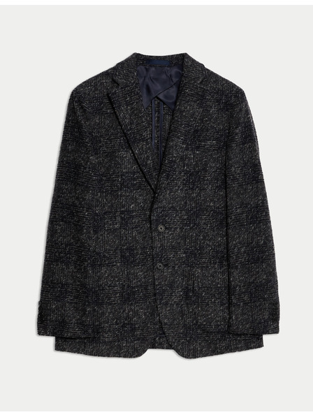 Marks & Spencer Kockovaný blejzer mierne projmutého strihu zo zmesi vlny Marks & Spencer námorná modrá