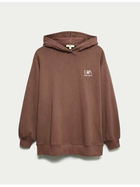 Marks & Spencer Mikina s kapucňou a potlačou, z čistej bavlny Marks & Spencer hnedá