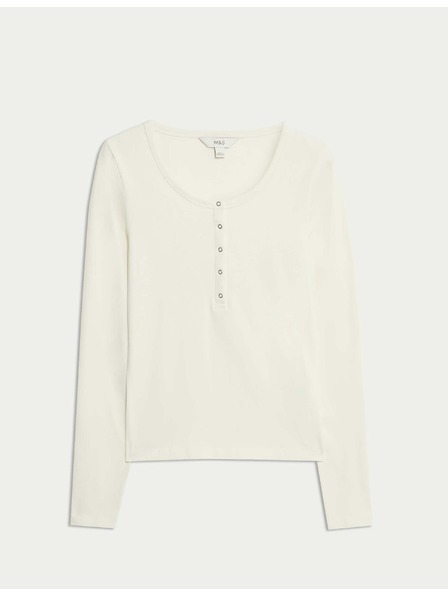 Marks & Spencer Farbený top s rozopnutím s vysokým podielom bavlny Marks & Spencer smotanová