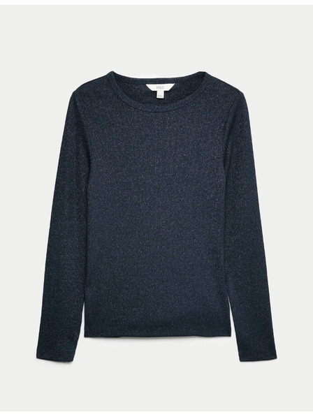 Marks & Spencer Rebrovaný trblietavý top, s vysokým podielom bavlny Marks & Spencer námorná modrá