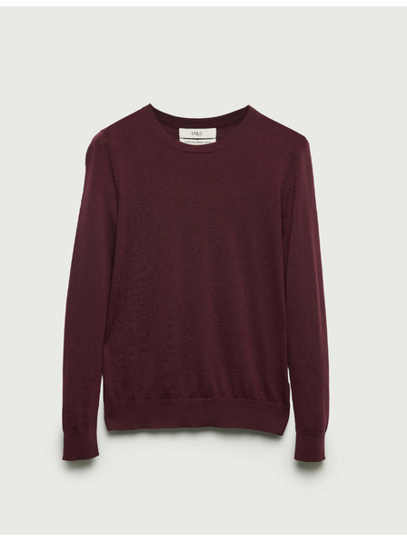 Marks & Spencer Sveter ku krku z čistej merino vlny Marks & Spencer červená