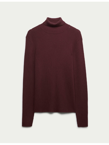 Marks & Spencer Rebrovaný sveter s rolákovým golierom Marks & Spencer červená