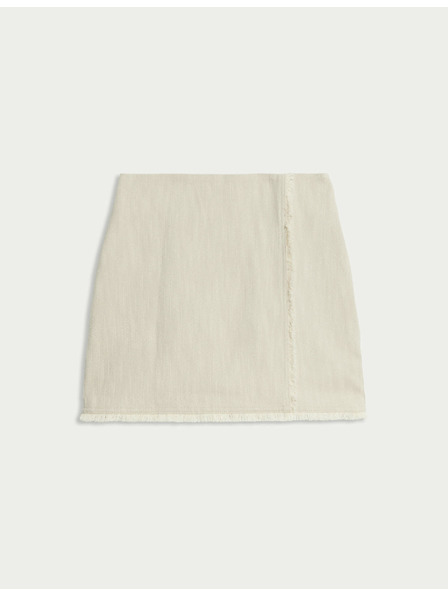 Marks & Spencer Minisukňa z čistej bavlny s rozstrapkanými švami Marks & Spencer smotanová