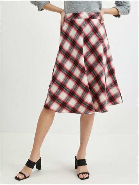 Orsay Červená dámska kockovaná sukňa ORSAY