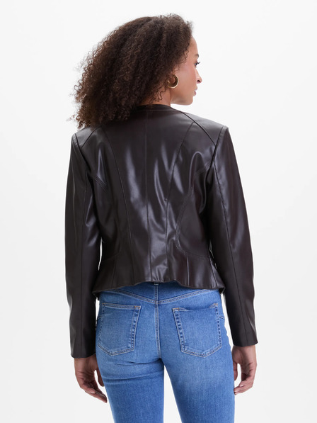 Orsay Tmavo hnedá dámska kožená bunda ORSAY