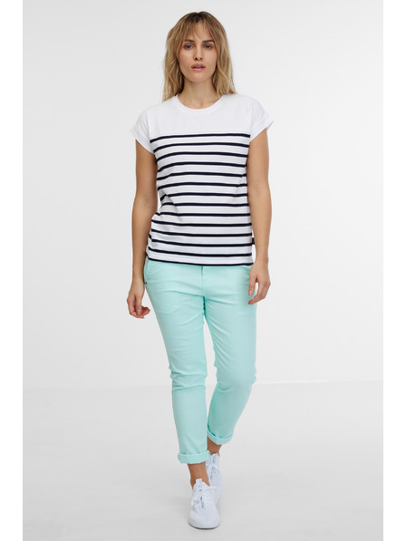 Sam 73 Biele dámske pruhované tričko SAM 73 Mercedes