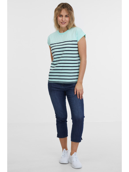 Sam 73 Tyrkysové dámske pruhované tričko SAM 73 Mercedes