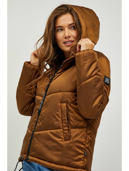 Sam 73 Hnedá dámska prešívaná zimná bunda s kapucňou SAM 73 Gede