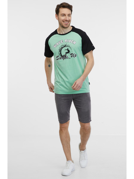 Sam 73 Čierno-zelené pánske tričko SAM 73 Esteban