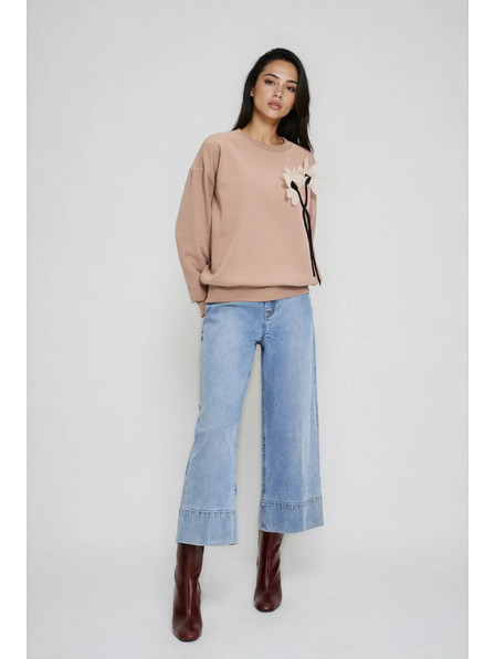 Moodo Sveter s kvetom béžový Moodo