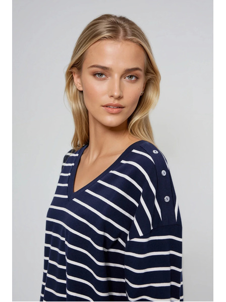 Moodo Pruhovaná mikina tmavomodrá Moodo