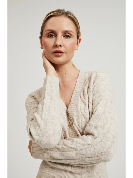 Moodo Pletené béžové šaty zdobené gombíkmi Moodo