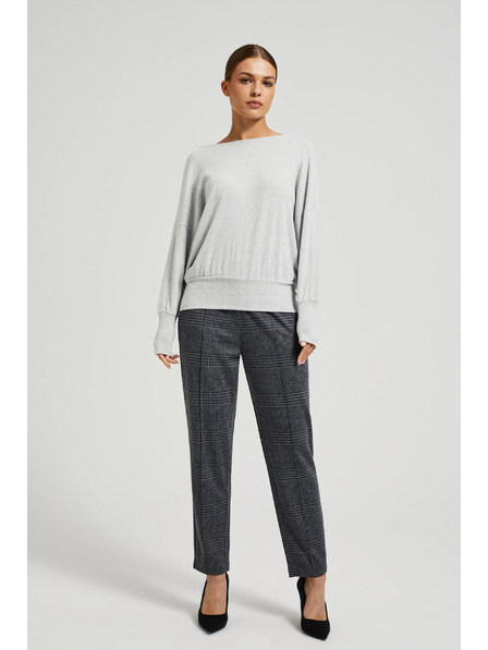 Moodo Hladký sveter s dlhými rukávmi šedý Moodo