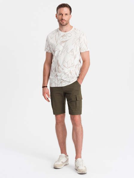 Ombre Clothing |Zelené pánske cargo šortky Ombre Clothing