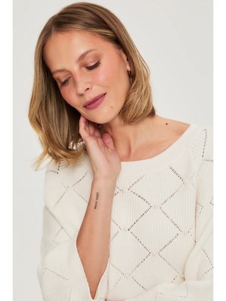 Moodo Béžový sveter zdobený korálkami Moodo